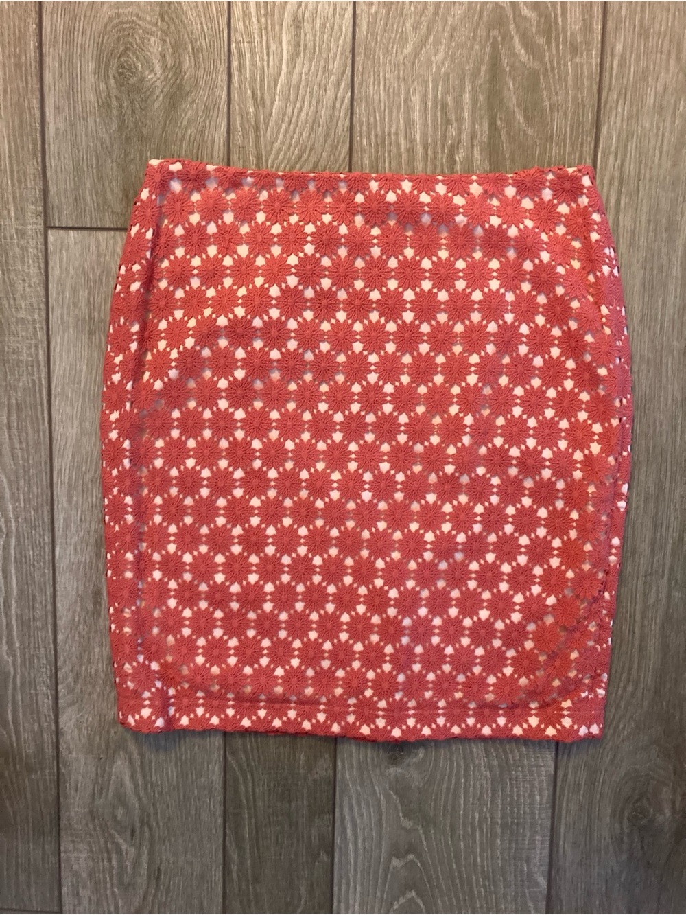 Talbots Coral Eyelet Lace Pencil Skirt NWT